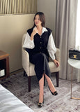 Bland Pintuck Puff Collar Shirt