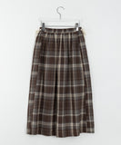 Royzel Ribbon Banding Check Long Skirt