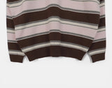 Kippek Stripe Color Matching PK Collar Knit