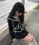 Choni Lace Color Matching Two-Way Knit Hood Zip Up