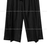 Twin pin tuck maxi wide belt slacks