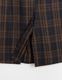 Rooming Check Wool Banding Pleated Long Skirt