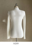 Polaine Pearl Half Neck Ribbed Knit