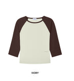 W Raglan Color Matching Three Quarter Sleeve T-Shirt