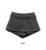 Rear Dot Pleated Mini Skirt Pants