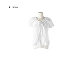 Beson Lace Button Ribbon Frill Blouse