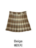 Check Pleated Mini Skirt