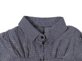 Chori Small Check Shirring Pintuck Puff Short Sleeve Shirt