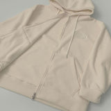 Loose Fit Two-Way Soft Embroidered Hood Zip-Up