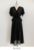 Seine V-neck Peplum Flare Chiffon One Piece