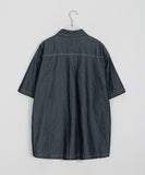 [unisex] Heiko Stitch Pocket Denim Over Short Sleeve Shirt