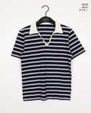Morphol Western Stripe PK Collar Short-Sleeved T-shirt
