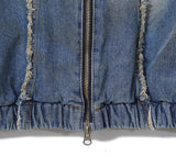Mud damage denim hooded jacket