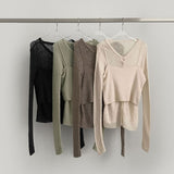 Mesh Sleeveless Bustier Long Sleeve Cardigan Set Knit