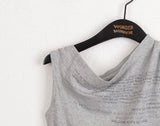 Pebble Hip Lettering Unbalanced Sleeveless