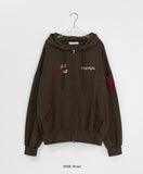 Cohidden Embroidery Printing Two-Way Over Hood Zip-Up