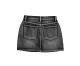 Alt Black Denim Washing Denim Mini Skirt