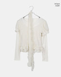 [3SET] Woomin Lace Muffler Short Sleeve Cardigan Long Sleeve T-Shirt Set