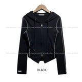 Noah slim fit incision two-way hooded zip-up