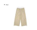 Se-eun Color Matching Nylon Wide Pants