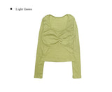 Negi Punching Square Neck Shirring T-shirt