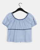 Nui Dot Strap Color Matching Short Sleeve Blouse