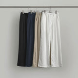 Gently Pintuck Summer Banding Long Wide Cotton Pants