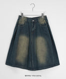 [Unisex] Gelgo Pintuck Washing Denim Bermuda Pants