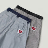 Stripe Heart Embroidery Patch Avant Wide Fit Pants