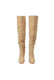 wrinkle knee high long boots