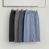 Summer Tencel Cooling Back Slit Span H-Line Denim Skirt