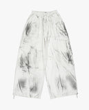 Oil washed back cargo wide banding pants