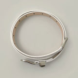 Leather Matte Silver Buckle Belt
