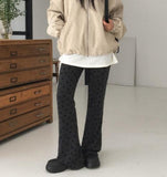 [MADE] Coro Velvet Flower Flower Layered Bootcut Knit Pants