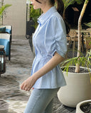 Raven Stripe Strap Puff Shirt