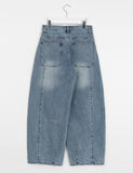 [unisex] Kuchimi Washing Wide Balloon Denim Pants