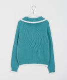 Maida Collar Color Matching Knit Cardigan