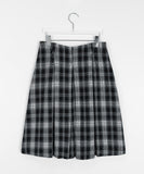 Tamoni wool check pleated midi skirt