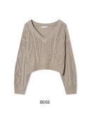 Bare Cable V-Neck Crop Knit