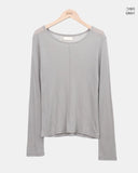 Dehin Pintuck Tencel Layered Long Sleeve T-shirt