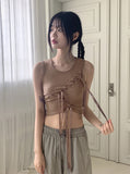 Hino Balletcore Eyelet Ribbon Cropped Sleeveless