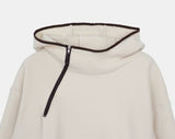 Ponnan Color Matching Diagonal Half Zip-Up Brushed Hood T-Shirt