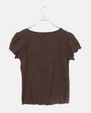 Plain Wrinkle Wave Button Short Sleeve Cardigan