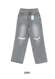 [U-DENIM] 5 Colors Ripped Jeans Wide Denim Pants