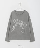 [BAONHAUS] Menpo color matching ribbon round knit