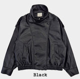 Saint High-Neck Unbalance Leather Jacket