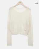 Fan-on Pendant Round Knit Crop Cardigan