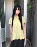 [MADE] Pooin Pleated Punching Short Sleeve Blouse