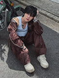 Melts velvet pintuck wide banding pants