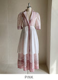 [Belt set] Ejuang Collar Puff Flare One Piece